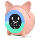 Cute Animal Child Alarm Clock Sleep Trainer Digital Wake Up Colorful Night Light Snooze Temperature NAP Timer Kid Alarm Clock