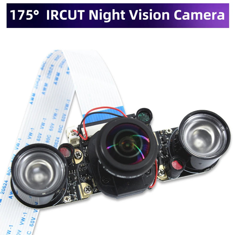Raspberry Pi 4 IR-CUT Camera Night Vision Focal Adjustable 5MP Fish Eye Auto Switch Day-Night for Raspberry Pi 3 Mode B+/4B