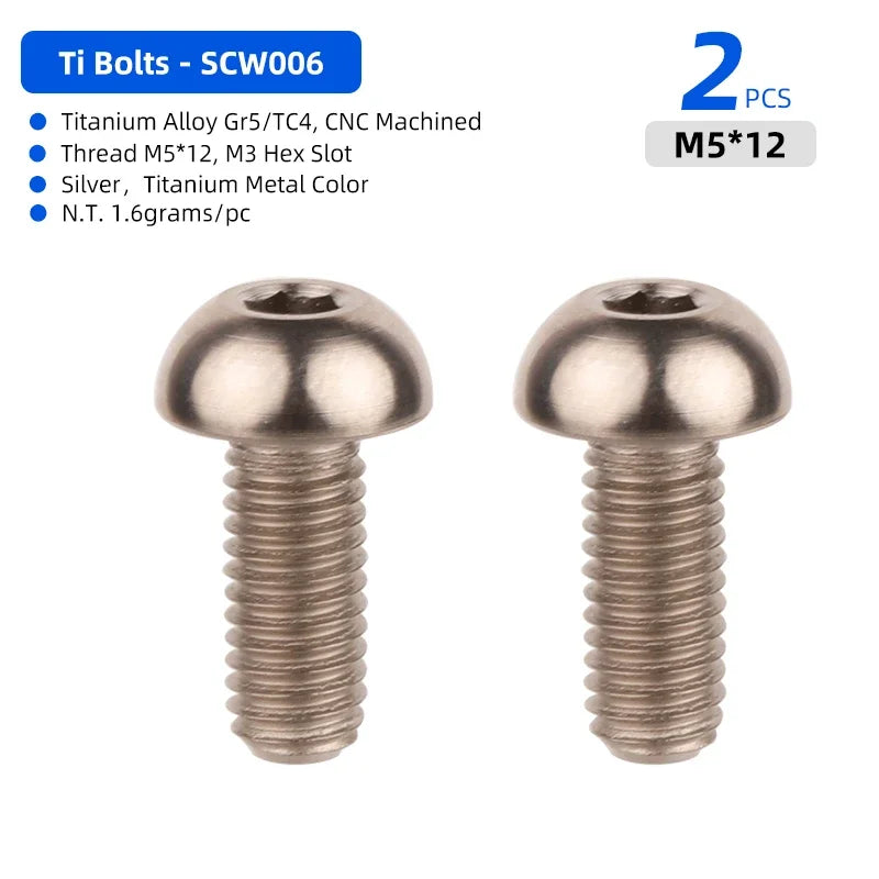 Titanium TC4 Bolts M5x12mm Hex Head for Bicycle Bottle Cage Install MTB Road Bike Ultralight Ti Parts Cycling Accessories