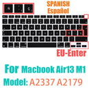 Spanish layout Keyboard Cover for For MacBook Air 13.6/15 M4 M3 M2 A3240 A2941 A3241 A3114, MacBook Pro 14" 16" 13"  12" black