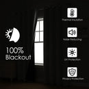 Solid 100% Blackout Curtain for Living Room Grommets Top Thermal Insulated Light Blocking Curtain Drapes for Home Patio Privacy