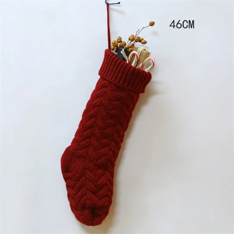 Large Candy Christmas Stockings 46cm Hanging Knitted New Year Xmas Gift Bags Natale Navidad Christmas Decorations for Home 2022