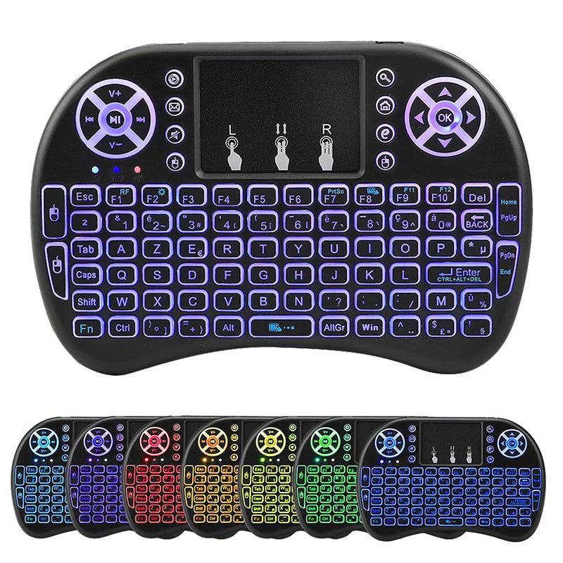 I8 Mini Keyboard Wireless 2.4G 7 COLOR Backlit English Air Mouse Remote Touchpad For Android TV Box PC