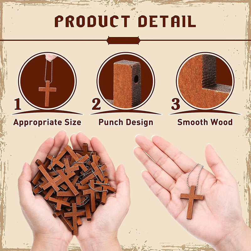 50pcs Mini Wooden Cross Charm, Hanging Ornament For Men Women, DIY Necklace Bracelet Earring Jewelry Craft Making