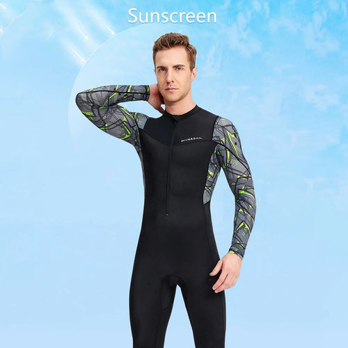 Männer Tauchanzug Langarm Sonnenschutz Tauchkleidung Kälteschutz mit Reißverschluss Elastisch Atmungsaktiv Wassersportausrüstung