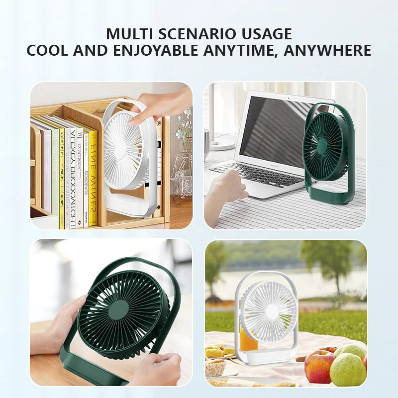 LK006 Desktop Small Fan with Battery Multi-function Utra-quiet Night Light Office Home Portable Summer Outdoor Portable Electri