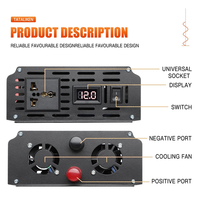 Car Inverter DC 48V to AC 220V 50HZ High Power Pure Sine Wave 6000W 7000W  8000W  Converter Solar With LED Transformer