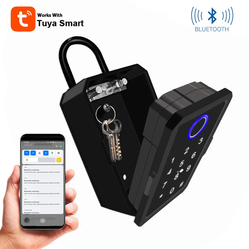 Tuya Smart Key Box Fingerprint Safe Storage Lock Key Digital Security Lockbox Combination Code IC Card Unlock Door Airbnb Rental