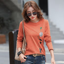 shintimes Print T-Shirt Baumwoll-T-Shirt Damen Koreanische Kleidung 2022 Herbst T-Shirts Damen Langarm Frauen Oberteile T-Shirt Femme