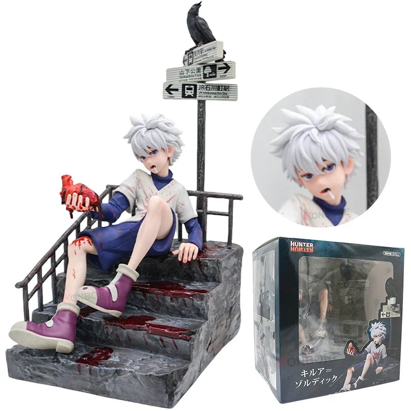 34cm Hunter x Hunter Anime Figure Killua Zoldyck Action Figure Gon Freecss Figurine GK Statue Collectible Model Doll Toys Gifts