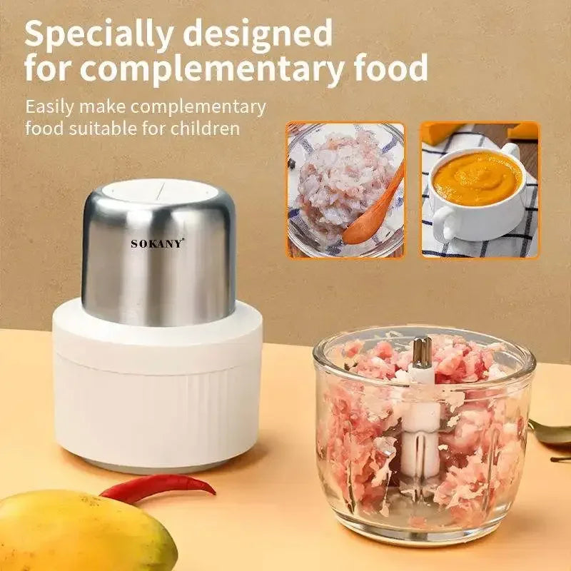 Houselin Food Processor, Electric Food Chopper with 2 Bowls, Meat Grinder for Fruits, Meat, Vegetables, Baby Food, Nuts