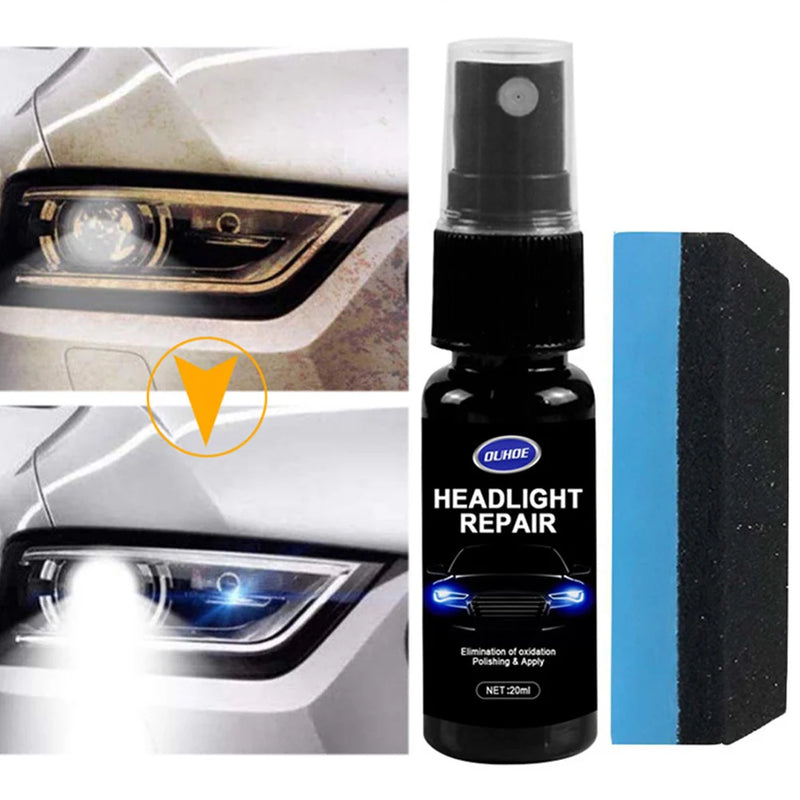 Car Headlight Polishing Agent Scratch Remover Repair Fluid Headlight Renewal 20ML+Sponge Polish Maintenance Liquid Kit Auto Part