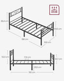 VASAGLE Single Bed Frame, Metal Bed Frame, Fits 90 x 190 cm Mattress, Easy Assembly, for Small Spaces, Guest Room
