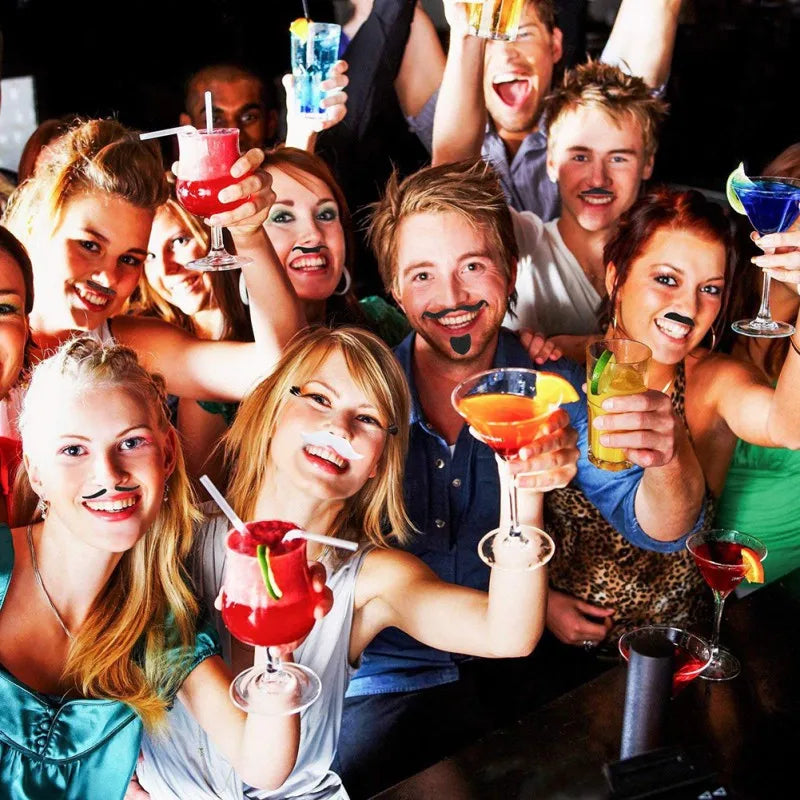 48Pcs Fake Mustache Set Self Adhesive Novelty Mustache Halloween Fancy Costume Fake Moustaches Stickers Set For Masquerade Party