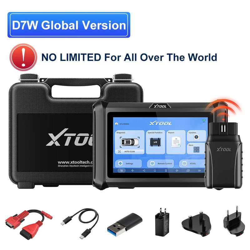 XTOOL D7W D7 BT Bluetooth Diagnostic Tool All System Car Automotive Scanner ECU Coding Bidirectional 39 Resets CANFD DOIP FCA