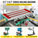 VEVOR Milling Table 17.7×6.7Inch Compound Slide Multifunction Worktable Cross Milling Machine Compound 2 Axis 4 Ways Drill