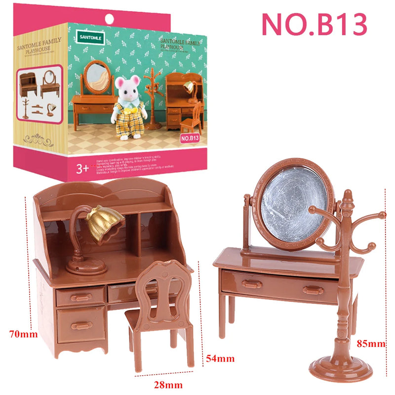 1:12Dollhouse Miniature Furniture Toys Set DIY Forest Family Kids Girls Pretend Play Furniture Toys Gift for Christmas Birthday