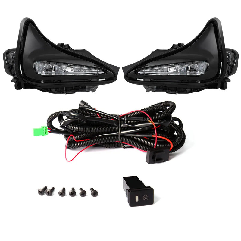 LED DRL Fog Lamp For Toyota Corolla LE/XLE 2017 2018 2019 Daytime Running Lights Bumper Driving Ry Wires Switch Wateproof