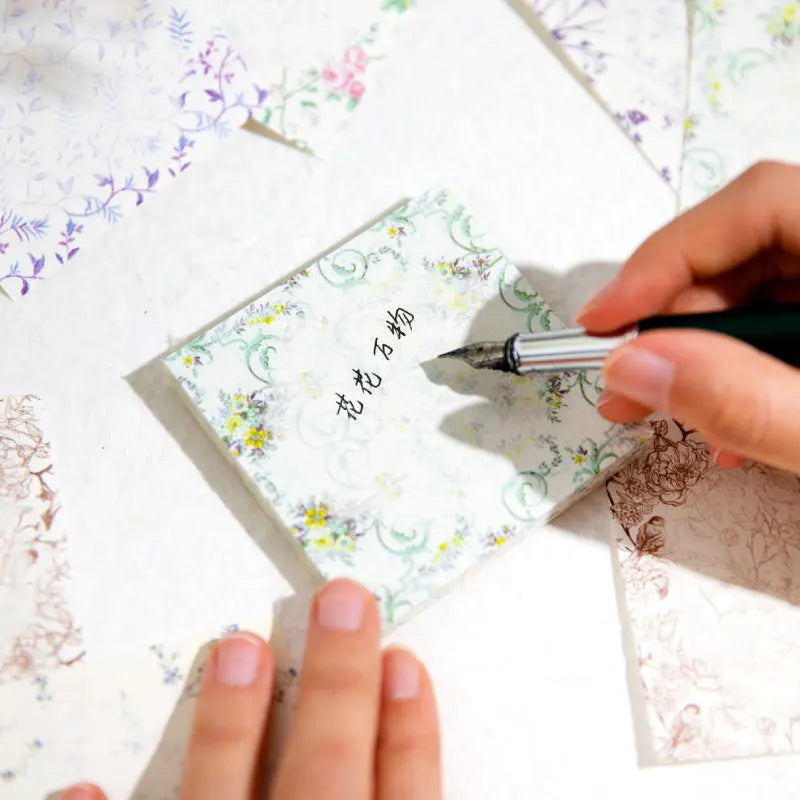 50Pcs Memo Flowers Pad Material Paper Stamped Bottoming Notebooks Sticky Notes Writing Decorative Scrapbook 110*77MM