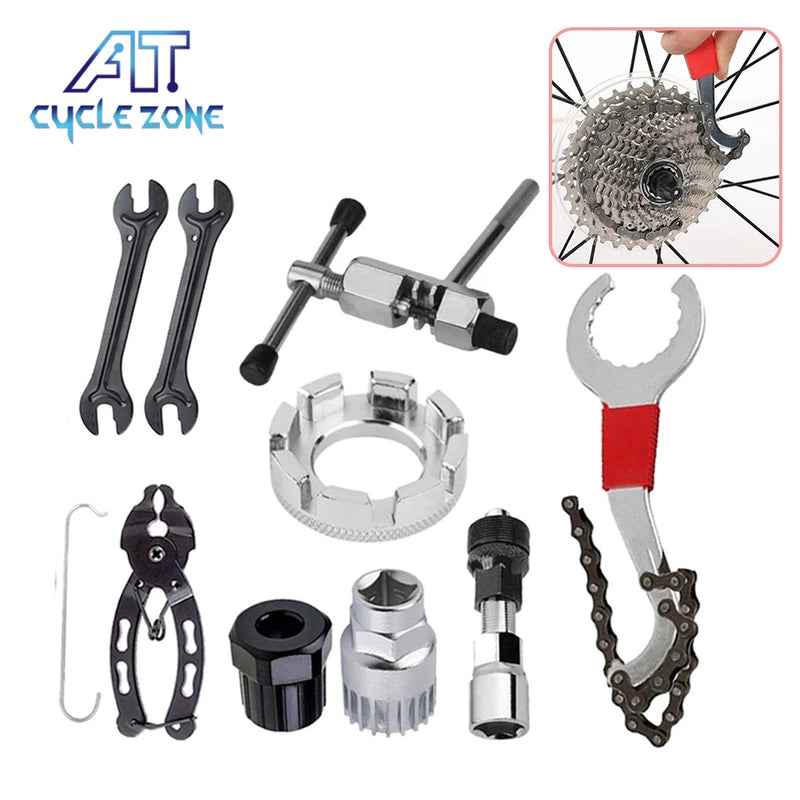 MTB Bicycle Repair Tool Set Chain Breaker Crank Wheel Extractor Tools for Bike Road Outdoor Bicycle Multitool Puller Wrench Tool