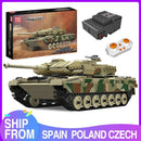 Mould King 20020 Remote Control Germany Leopard 2 Main Battle Tank Technical Car Building Blocks Toys for Kids Christmas Gift
