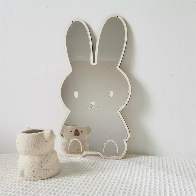 Nordic Rabbit Bear Shaped Mirror Cartoon Acrylic Mirrors Desktop Ornaments Baby Children Room Decoration Home Decor Photo Props