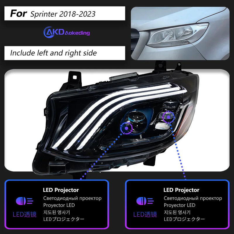 AKD Car Lights for Benz Sprinter Headlight Projector Lens Maybach Style Head Lamp DRL Automotive Accessories