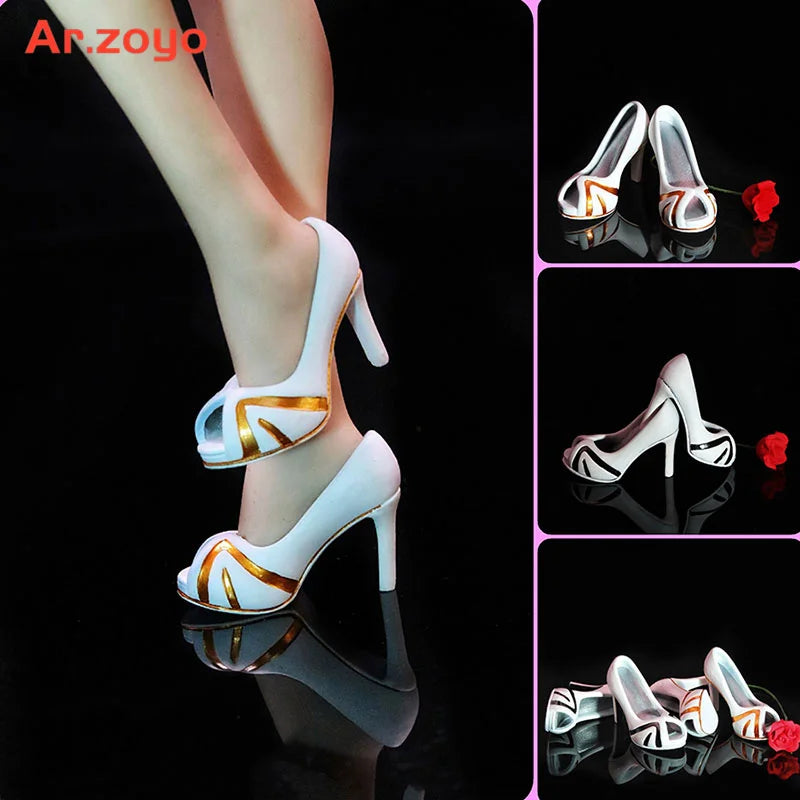 1/6 Scale Female Fishbill High Heels Shoes Model Fit 3.3cm Length feet Soldier Action Figure Body