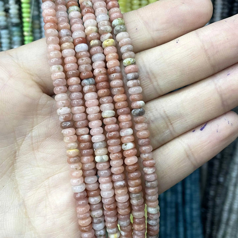 Natural Agates Tiger Eye Chalcedony Jades Stone Round Rondelle Spacer Beads For Jewelry Making Diy Bracelet Accessories 2X4mm