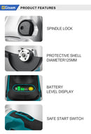 125mm Brushless Electric Angle Grinder Grinding Polishing Tool Cutting Machine Woodworking Power Tool for Makita 18V Battery Pin
