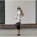 Retro Crocodile Pattern Short Women's Leather Jacket High Collar Zipper Loose Long Sleeve Jackets 2026 Lady Street Daily Wear