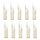 Gold Floor Candelabra 5 Arm Tall Candle Holder with Acrylic Lampshade for Wedding Table Birthday Party Decoration 10PCS