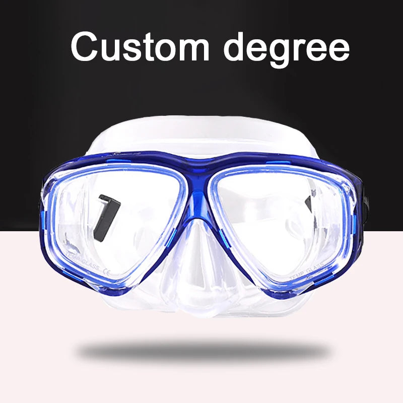 -1.5 To -8.5 Myopia Adults Silicone HD Clear Anti Fog Diving Eyewear Masks Custom For Left Right Eyes Different Degrees
