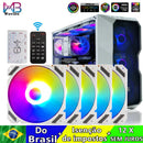 Wovibo PC Computer Cooling Case Radiator, Fan Cooler, RGB, ARGB, PWM, 4Pin, 5V, 3Pin, 120mm, Branco, Preto, 12cm