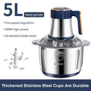 Multifunctional Kitchen Electric Chopper 5L EU Large Capacity Stainless Steel Meat Grinder Food Processing Machine