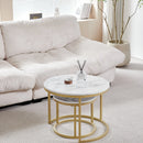 2Pcs Coffee Table Round 2 in 1 End Side Table Desk Nordic Marble Glass Home Sofa Tables Living Room Luxury Side Tables 60CM/80CM