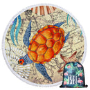 Summer Round Beach Towels Undersea Octopus Circle Bath Shower Towel With Drawstring Storage Bag Yoga Mat Blanket toalla playa