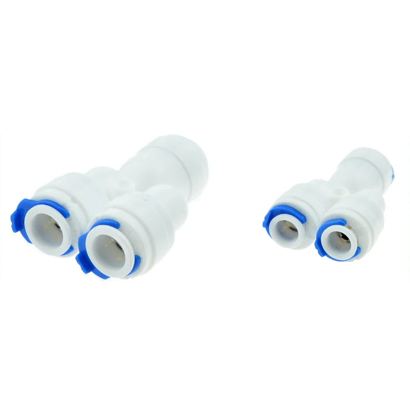 Reverse Osmosis System Y Fitting Quick Coupling Equal 3 Way 1/4" 3/8" OD RO Water Hose Tube Plastic Coupling Connector