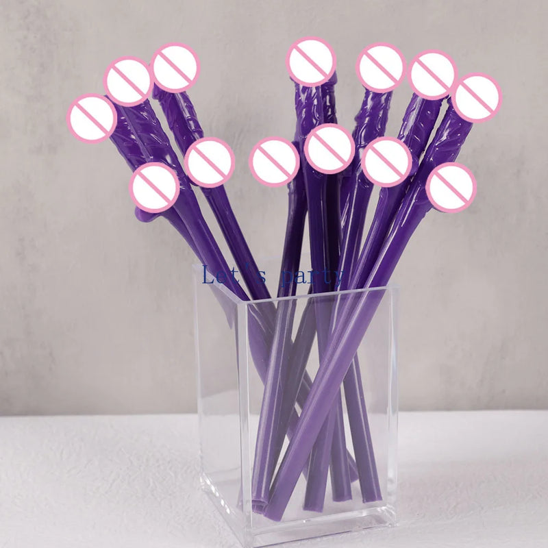20Pc Novelty Bachelorette Party Penis Straws Plastic Nude Dick Drink Straw for Hen Party Night Bar Wedding Team Bride Decoration
