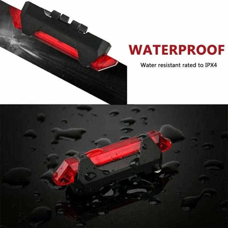 Bicycle Light Waterproof Black Front Red Rear Tail Light LED USB Style Rechargeable or Battery Style Bike Cycling Portable Light