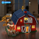 Farm Barn Building Set with Light-with Windmill Tractor Horse Animals Big Barn Construction Toy Brick Kit for Adults Teens 8+
