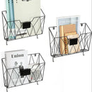 Hanging Wall File Holder Wall Mount Home Metal 3 Pockets Mail Organizer w/Hooks