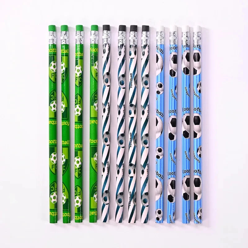 12 Pcs Football Basketball Pencil Kids Soccer Sports Themed Writing Pencils for Wooden Child Stationery Educational Supplies