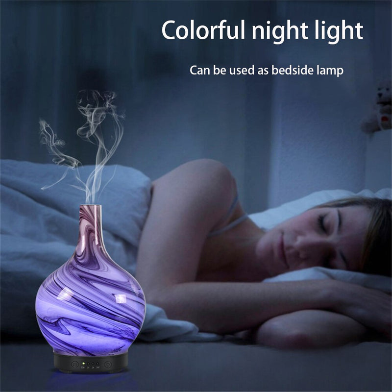 100ml Humidifier Aromatherapy Glass Marble Design Handmade Cool Mist Essential Oil Aroma Diffuser Auto Shut-Off  for Spa Home