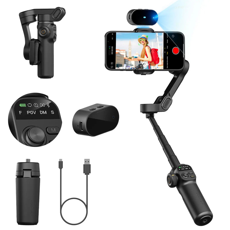 AOCHUAN Smart X2 3 Axis Gimbal Stabilizer For iPhone And Android Smartphone Gimbal With built-in extension pole LED display