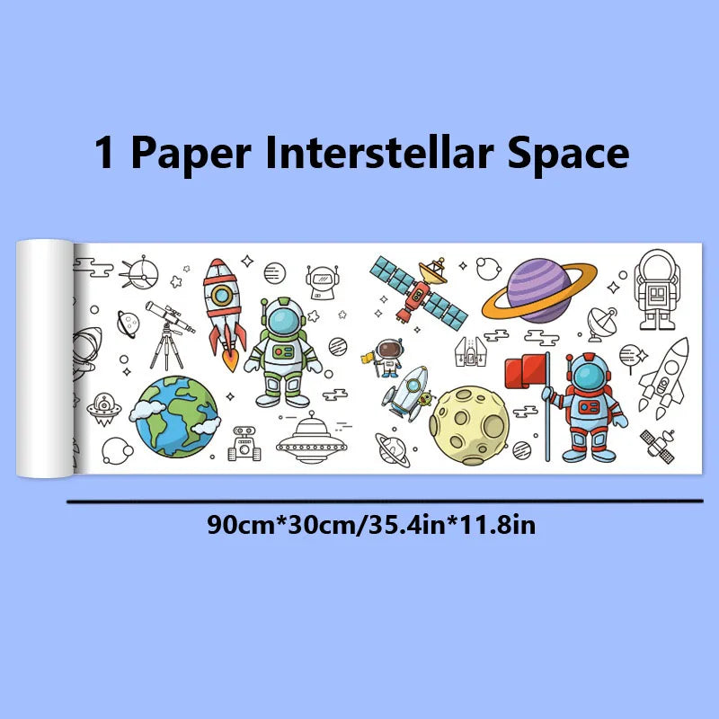 90cm Animal Canvas Children's Drawing Roll DIY Coloring Paper Roll Color Filling Graffiti Paper-cut Painting Educational School