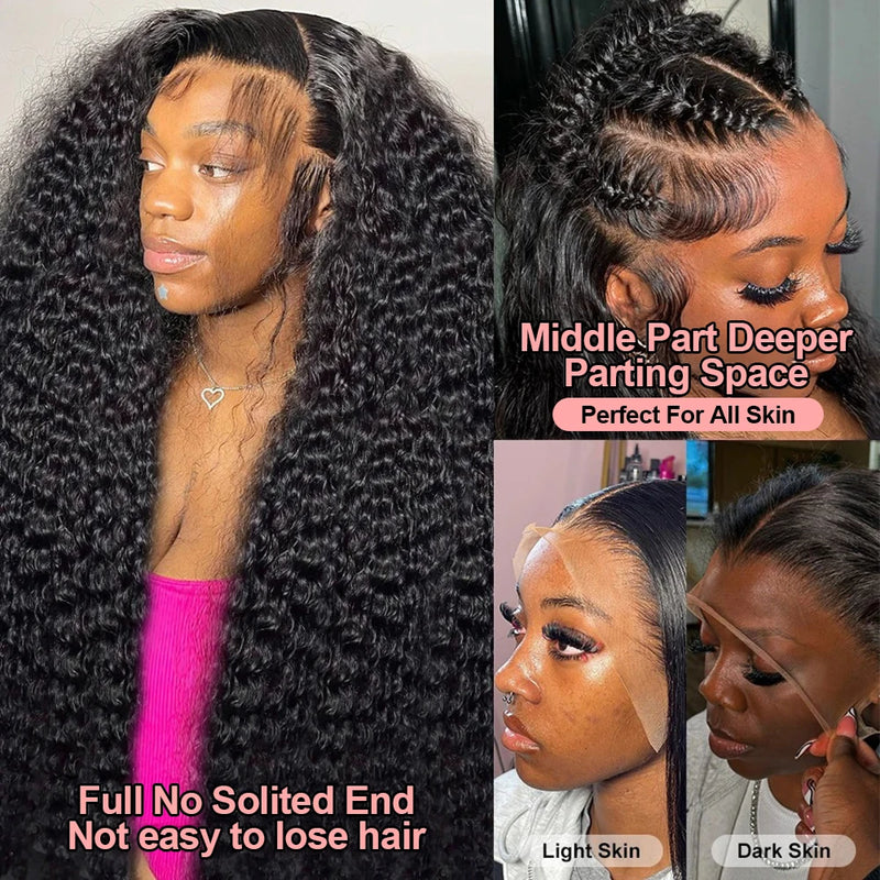 Snwprin 250 Density Deep Wave 13x6 HD Lace Frontal Human Hair Wigs Preplucked Curly 360 Lace Front Wig 100% Human Hair Brazilian