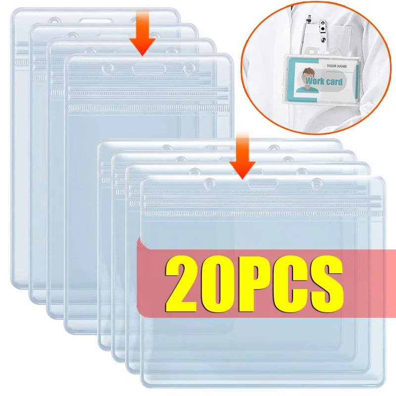 20-1PCS Vertical/Horizontal Clear Plastic ID Card Name Badge Holder Thick Transparent Card Sleeve for Nurse Business Work Permit