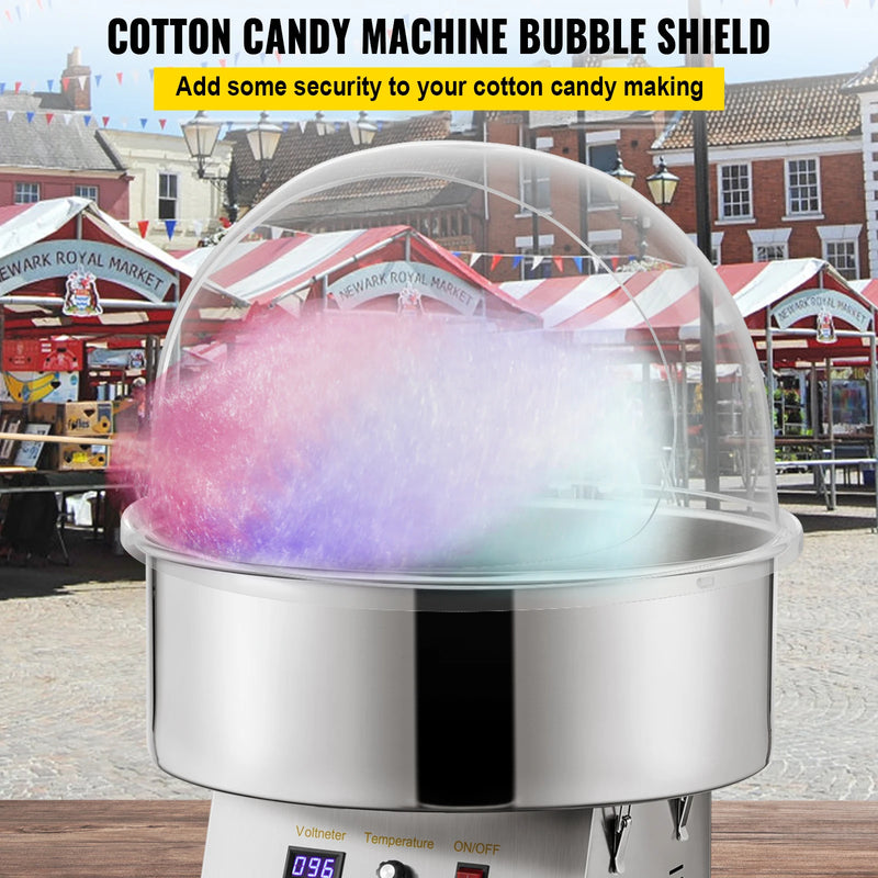 VEVOR 21" Commercial Cotton Candy Machine Cover Clear Floss Sugar Maker Bubble Shield Dome Childrens Party Holiday Celebration