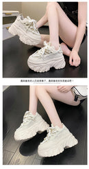 Women Platform Casual Breathable Mesh Shoes 2025 New Summer Chunky Sneakers 8.5CM Wedges Hidden Heels Hollow Leisure Shoes Woman